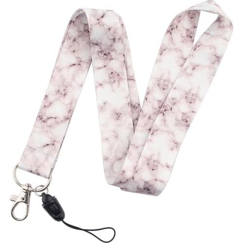 2021 New Design 1 Piece Top Quality Fashion Marble Veins Pattern Mobile Phone Strap ID Card Holder Keychains Neck Lanyard Rope
