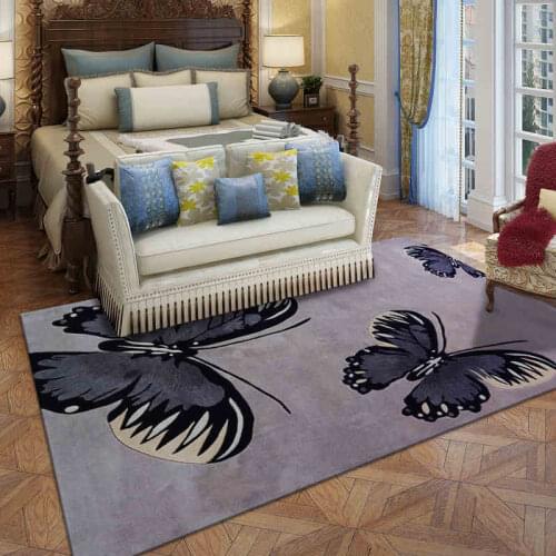 Butterfly Wool Large Size Carpets For Parlor Living Room Bedroom Classical Embroidery Art Rugs Decoration Floor
