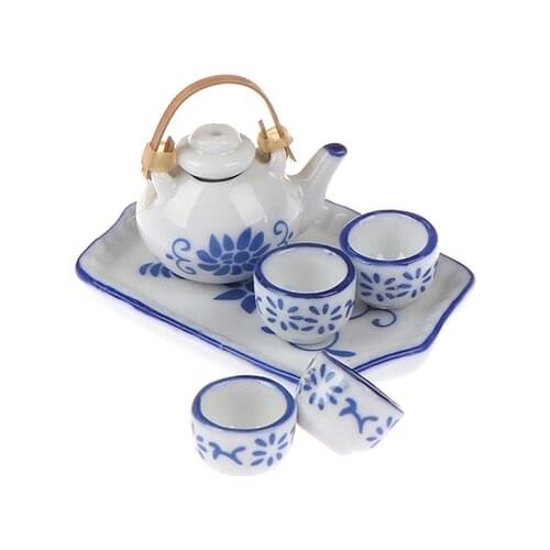 Cute 1:12 Dish Cups Pot Set Dolls House Miniature Home Furniture Toys Coffee Tea Mugs Dollhouse Accessory Kids Play Decoration