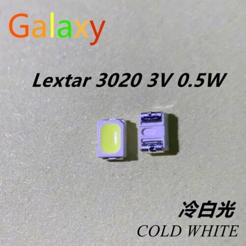 LED backlight TV LED 3020 high power LEXTAR 0.5W 3V 3020 LED cool white 3 v is suitable for LCD TV backlight application 1000PCS
