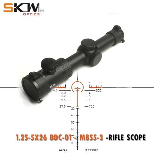 SKWoptics1.25-5x26bdc-01-M855-3 Tactical riflescopes Hunting AK AR,M4 sight compact rifle scope ar15 BDC reticle