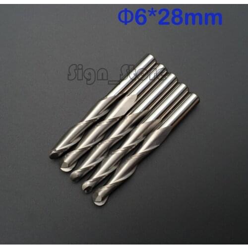Solid Carbide 6mm Dia Spiral 2 Flutes Ball Nose End Mill CNC Engraving Bit Drill Bit Woodworking Drilling Rotary Tools CEL 28mm