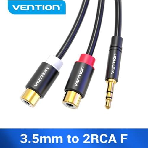 Vention RCA Cable Jack 3.5mm to 2RCA Male to Female Audio Cable Audio Y Splitter for Speaker Amplifiers Laptop Phone Aux Cable