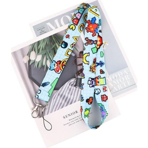 ZF3047 1pcs High Quality Cartoon Game Beans Key Chain Lanyard Gifts For Child Students Friends Phone USB Badge Holder Necklace