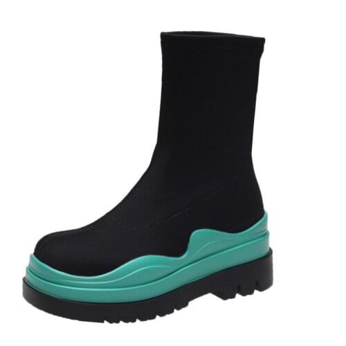 Chelsea Boots Women 2022 New High Top Sneakers Platform 6CM Ankle Boots Chaussures Femmes Shoes Woman Outdoor Sport Autumn Boots