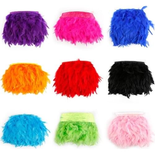 10 Colors Feather Lace Natural Turkey Feathers Trim Fringe Ribbon Lace Straps for Wedding Party Dress Skirt Clothing Decoration