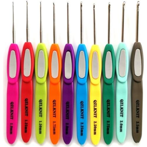 10pcs 1.0~3.5mm Colorful Plastic Handle Crochet Hooks Knitting Needles for Home Sewing Tools Set