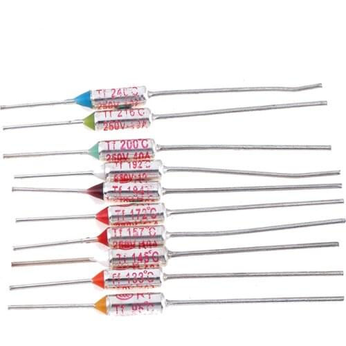 10Pcs 95C/133C/145C/157C/172C/184C/192C/200C/216C/240C TF Thermal Fuse RY 10A 250V Hot Fuse Temperature
