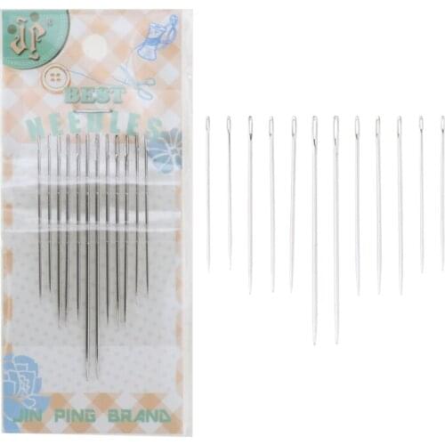 12 Hand-Stitched Needles, Hand-Made Embroidery Needles, Fine Carbon Steel Hand-Stitched Needles, General-Purpose Embroidery Need
