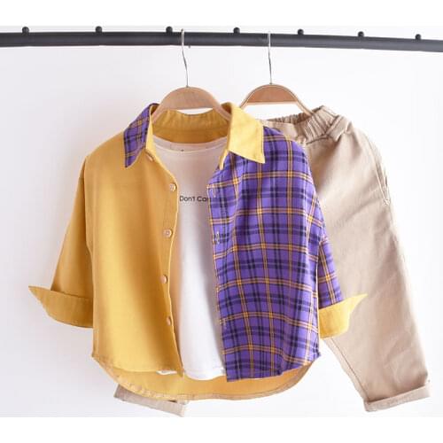 2020 Fashion Boys Clothing Sets Kids Plaid Long-sleeved Blouse + Long Pants 2 Pcs Suit Toddler Clothing Kids Suits Infant Cloth