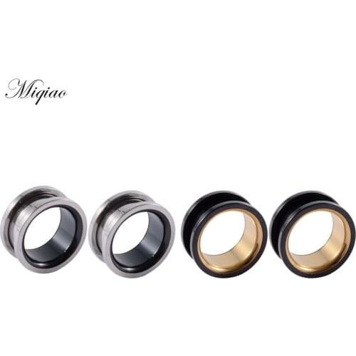 Miqiao 2pcs Fashionable Simple Stainless Steel Two-color Pulley Ear Expander Body Exquisite Piercing Jewelry