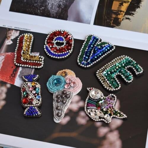 3pcs Rhinestone Beaded Patch Sewing on for Clothing Bags Shoes Clothes Bird Candy Applique