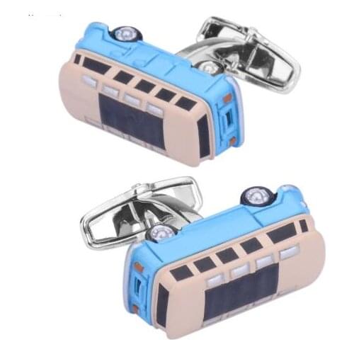 5pairs/lot Vintage 3D Bus Model Cufflinks Enamel Cuff Links Shirt Cuff Bottons Mens Fashion Jewelry Accessory Gift