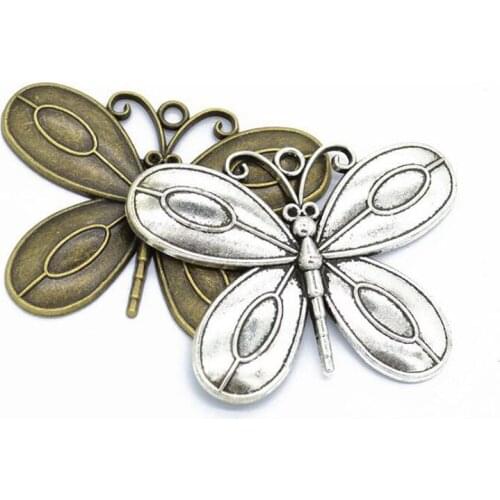 5pcs/lot Alloy Butterfly Charms 67.5x50.5mm Antique Pendant Fit Vintage Tibetan Silver DIY Bracelet Necklace