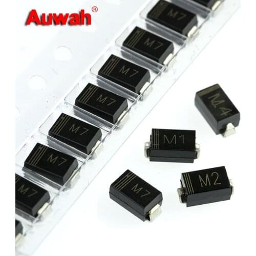 50pcs/lot SMD Rectifier diode M1 M2 M4 M7 1N4001 1N4002 1N4004 1N4007 1A 50V 100V 400V 1000V DO-214AC SMA