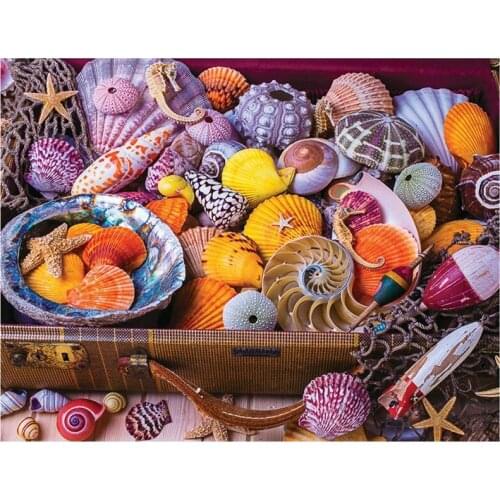 Diamond Paintings Full Drill Round Rhinestone Crystal Embroidery Pictures for Home Wall Decoration Sea Shell