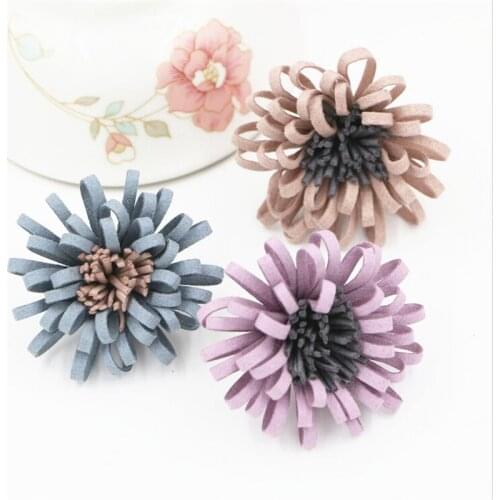 Free Shipping 20PCS Hair Jewelry Flowers New Fashion Handmade Suede Cord Sunflower Daisy for Girls Hair Jewelry Headband DIY