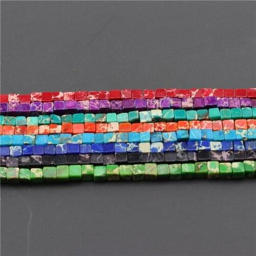 Jewelry DIY Making Bracelet Earrings Imperial Agates Spacer Loose Beads Natural Square Gemstones Beads Accessories 3x3mm