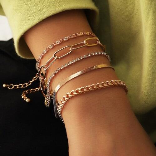 High Quality Boho Snake Chain Bracelet Bangle for Women Armband Punk Multi Layer Claw Rhinestone Chain Bracelet Couple Jewelry