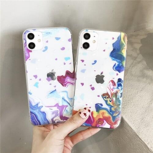 Original Transparent Watercolor Case For iPhone 11 12 Pro Max 12 Mini 7 8 Plus X XR XS Max SE 2020 Clear Shockproof Back Cover
