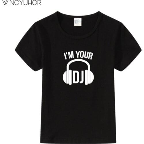 I'm Your DJ Print Short Sleeves T-Shirts For Boys Hip Hop Music Girls T Shirt Kids Summer Baby Girl Tops 2-11 Years