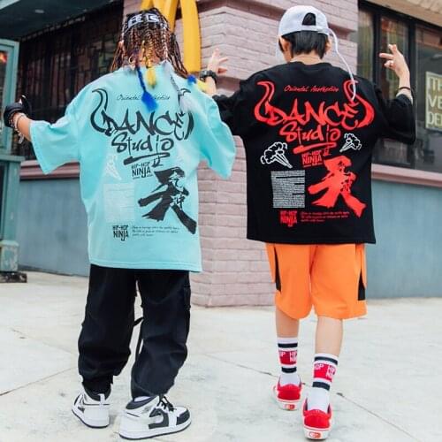 Kids Ballroom Hip Hop Dance Costumes For Boys Loose Short Sleeved Hiphop Pants Summer Girls Jazz Street Dance Outfits DN8360