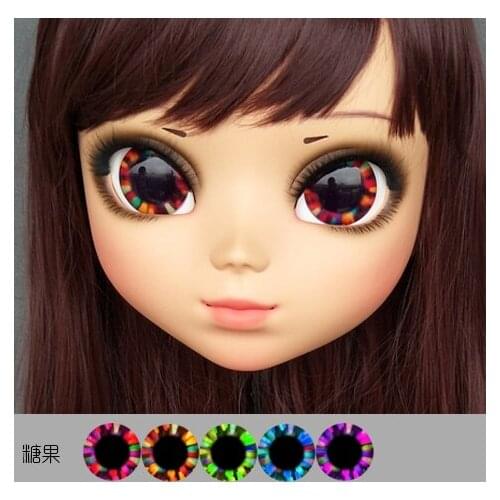 DM163) Lovely Sweet Girl Resin Half Head Kigurumi Mask With BJD Eyes Cosplay Japanese Anime Role Lolita Mask Crossdress Doll