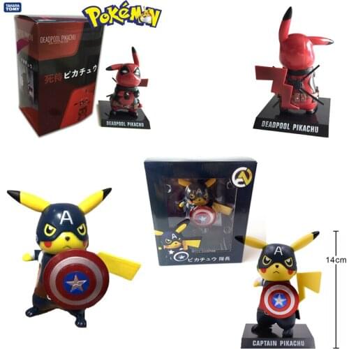Anime Takara Tomy Pokemon Figures Cos Deadpool Pikachu Figurine PVC Action Figure Pokemon Figures Cartoon Movie Toys 14cm