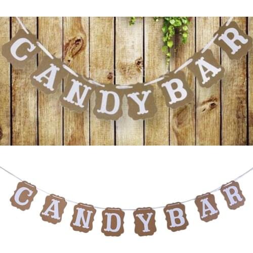 CANDY BAR Letters Hanging Flag Kraft Paper Cardboard Bunting Banner Party Pull Flowers for Wedding Birthday Baby Shower Party