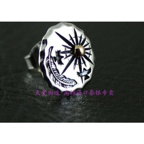 BOCAI Indian style freedom eagle Thai silver earrings 1 Piece