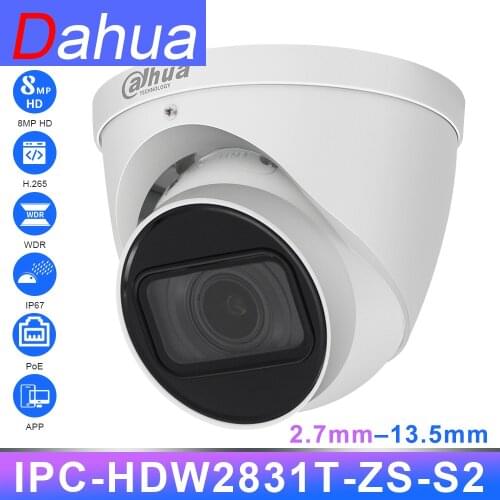 Dahua 5X ZOOM IP Camera Security IPC-HDW2831T-ZS-S2 2.7-13.5mm HD 8MP 4K Cam IP67 SD Card IR40M H.265 Multi-Language