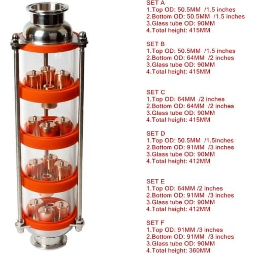 NEW copper bubble Distillation column with 4 sections for distiller Glass column