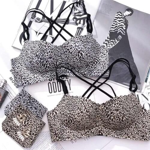 Bra Brief Sets Sexy Underwear Lingerie Set Wire Free Leopard Underwear Bra for Women Female Push-up Women Panties and Bra Set
