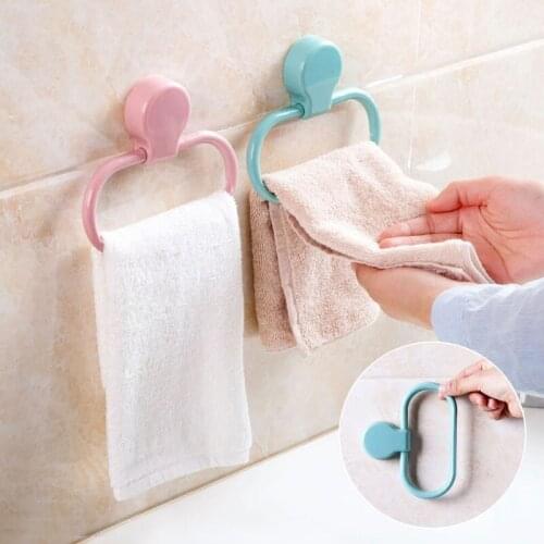 Kitchen Accessories 2Pcs Set Plastic Towel Holder Rack Ring Hanger for Bathroom Home Storage Organizer No Drilling Towel Rail
