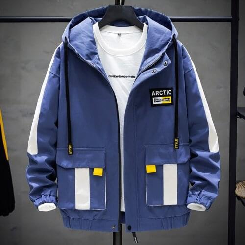 Spring/Autumn Mens Hooded Jackets Streetwear Loose Casual Outwear Coats Hip Hop Mens Windbreaker Jacket Plus Size Tops Clothes