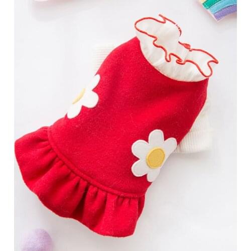 Dog Summer Dress Pet Cat New Year Party Dress Chihuahua Girl Wedding Jean Dress Skirt Puppy Go Out Clothes for Small Medium Dogs