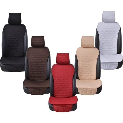 Linen Car Seat Cover Pad Mat Front Auto Seat Protector Non-slip Four Season Suitable for Most Model Car Interior