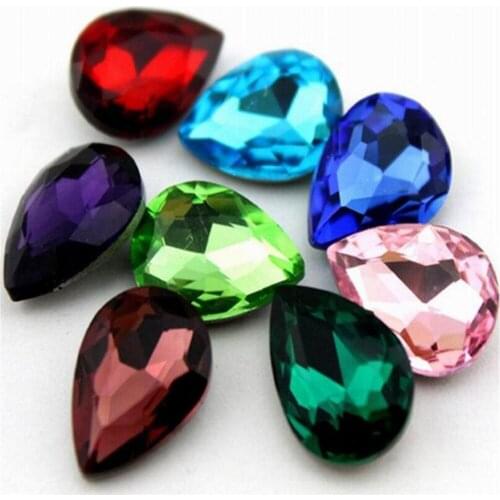 MHS.SUN Loose Crystal Rhinestones Drop Shape Pointback Random Mix Color DIY Crystal Rhinestone Wedding Garment Crafts Decoration