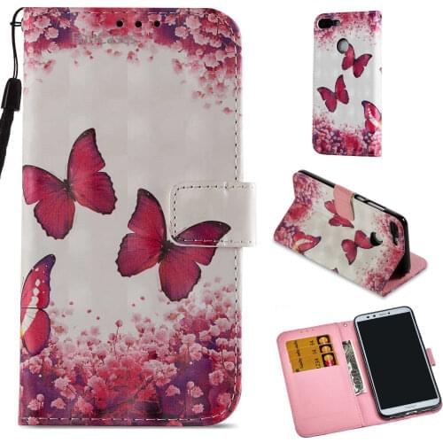 Lovely Flower Flip Phone Case sFor Funda Huawei Honor 9 Lite Card slot Case Celular Flip Phone Case Huawei Ascend Honor 9 Lite