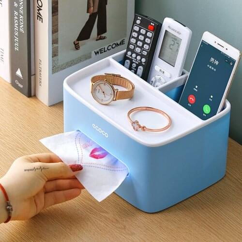 Multifunction Desktop Tissue Box Home Living Room Napkin Boxes Sundries Storage Box Remote Control Box Mobile Phone Holder