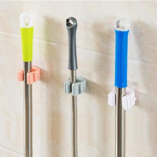 Multi-Purpose Adhesive Hooks Wall Mounted Mop Organizer Holder RackBrush Broom Hanger Hook Kitchen Bathroom Strong Hooks