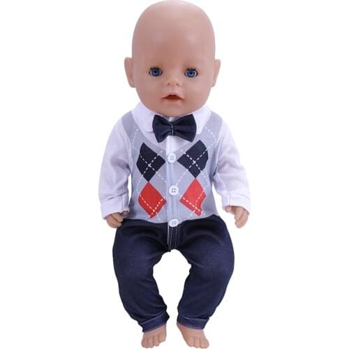 18 Inch Doll Clothes Fashion Reborn Dolls Gentleman Suit T-shirt + Pants for Baby Girl Birthday Gift Doll Customizing Supplies