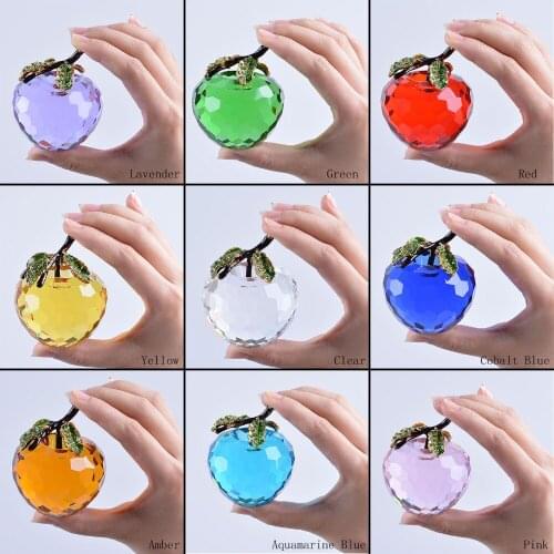 Mothers Day 60mm Crystal Apple Paperweight Glass Paperweight Crystal Apple Figurine Ornament Table Decorations Christmas Gift
