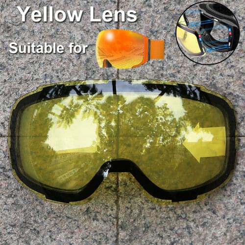 PHMAX Ski Goggles Lens Anti-Fog UV400 Protection Replacement Lens Night Vision Yellow Lens Glasses Only Lens Magnetic And Normal