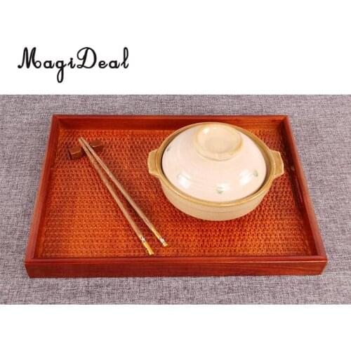 Rattan Serving Tray for Drinks Fruits Decorative Food Platter Decorative & Practical for Hotel Cafe Bar Tea House
