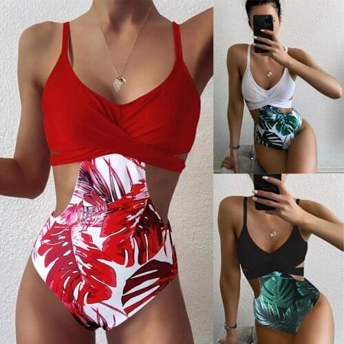 One Piece Swimsuit 2022 Leaf Print Swimwear Women Plus Size Beachwear Brazilian Bathing Suit Push Up Swim Wear Summer Monokini