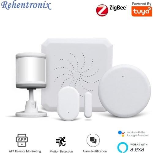 Tuya Smart ZigBee Gateway Hub Home Monitoring Security Alarm Kit PIR Door Sensor Temperature Humidity Sensor Smart Life