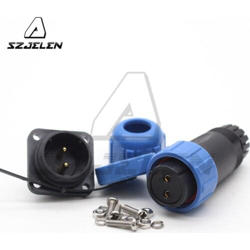 SP21 2 Pin Waterproof Connector LED Power Square Panel Mount Connectors Male Socket and Female Plug IP68