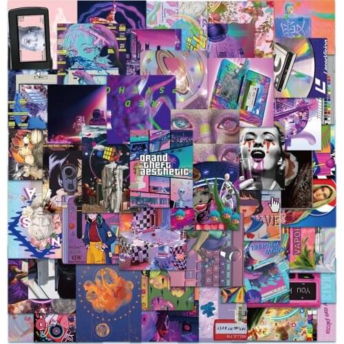 10/50PCS INS Style Vaporwave Girl Stickers Aesthetic for Laptop Suitcase Car Skateboard Motorcycle Sticker Decals for Kids Toy