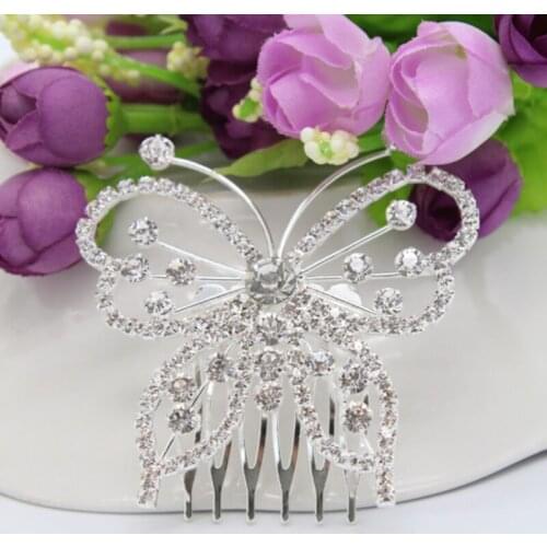 Wedding decoration beautiful butterfly rhinestone hair comb bridal party wedding banquet accessories beautiful headdress